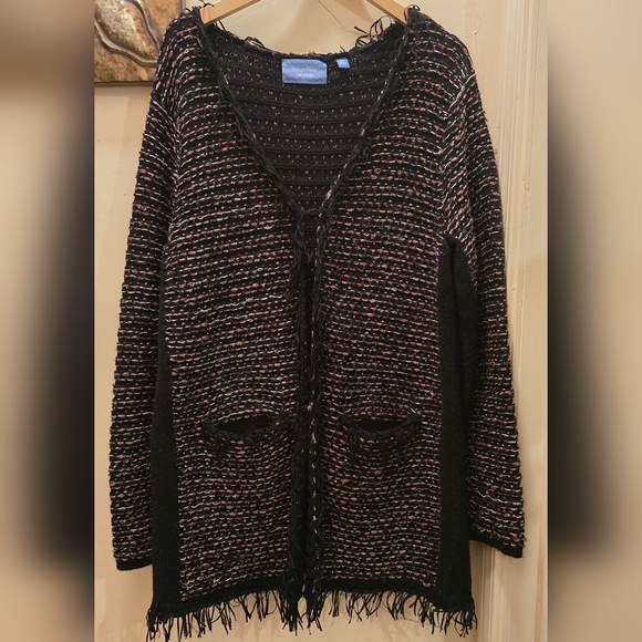 Simply Vera Vera Wang Sweaters - Simply Vera Vera Wang Beautiful Fun Metallic Black Brown Cardigan L/XL